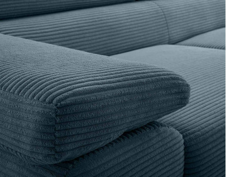Canapé 3 places convertible avec têtières réglables en velours côtelé Pablo