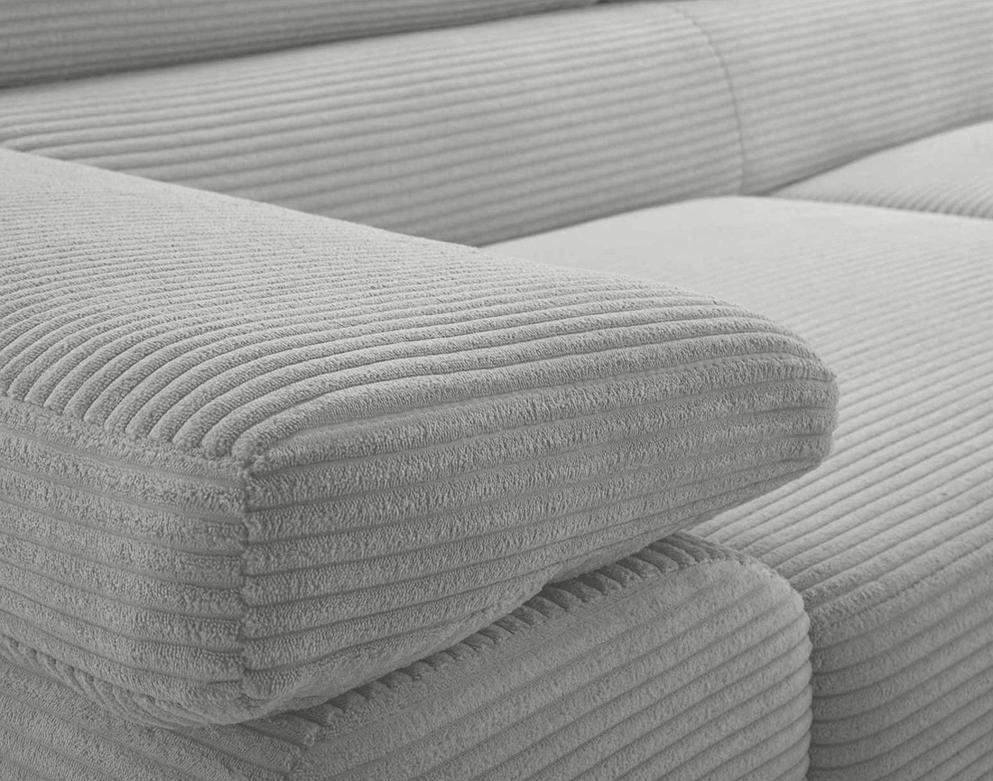 Canapé 3 places convertible avec têtières réglables en velours côtelé Pablo