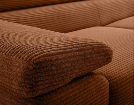 Canapé 3 places convertible avec têtières réglables en velours côtelé Pablo