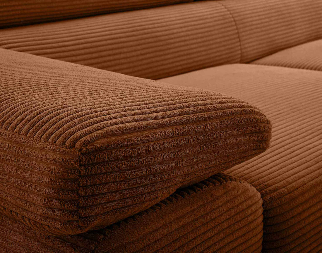 Canapé 3 places convertible avec têtières réglables en velours côtelé Pablo