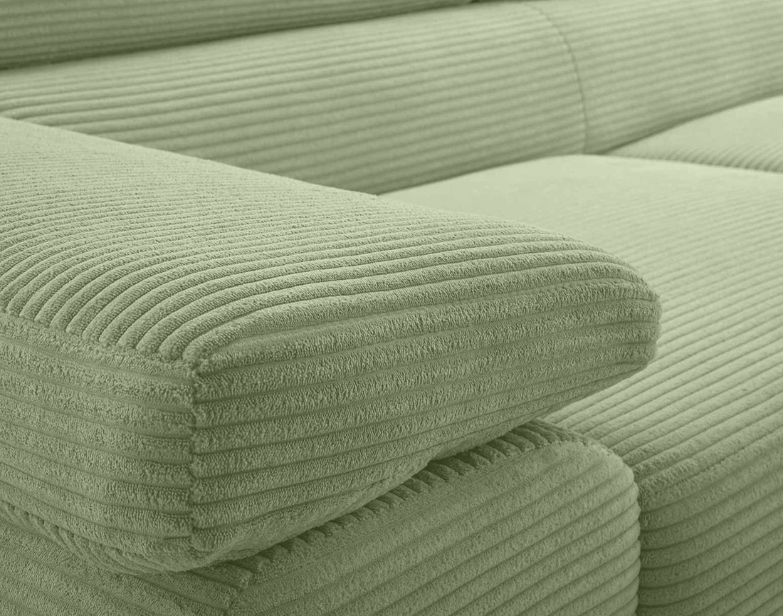 Canapé 3 places convertible avec têtières réglables en velours côtelé Pablo