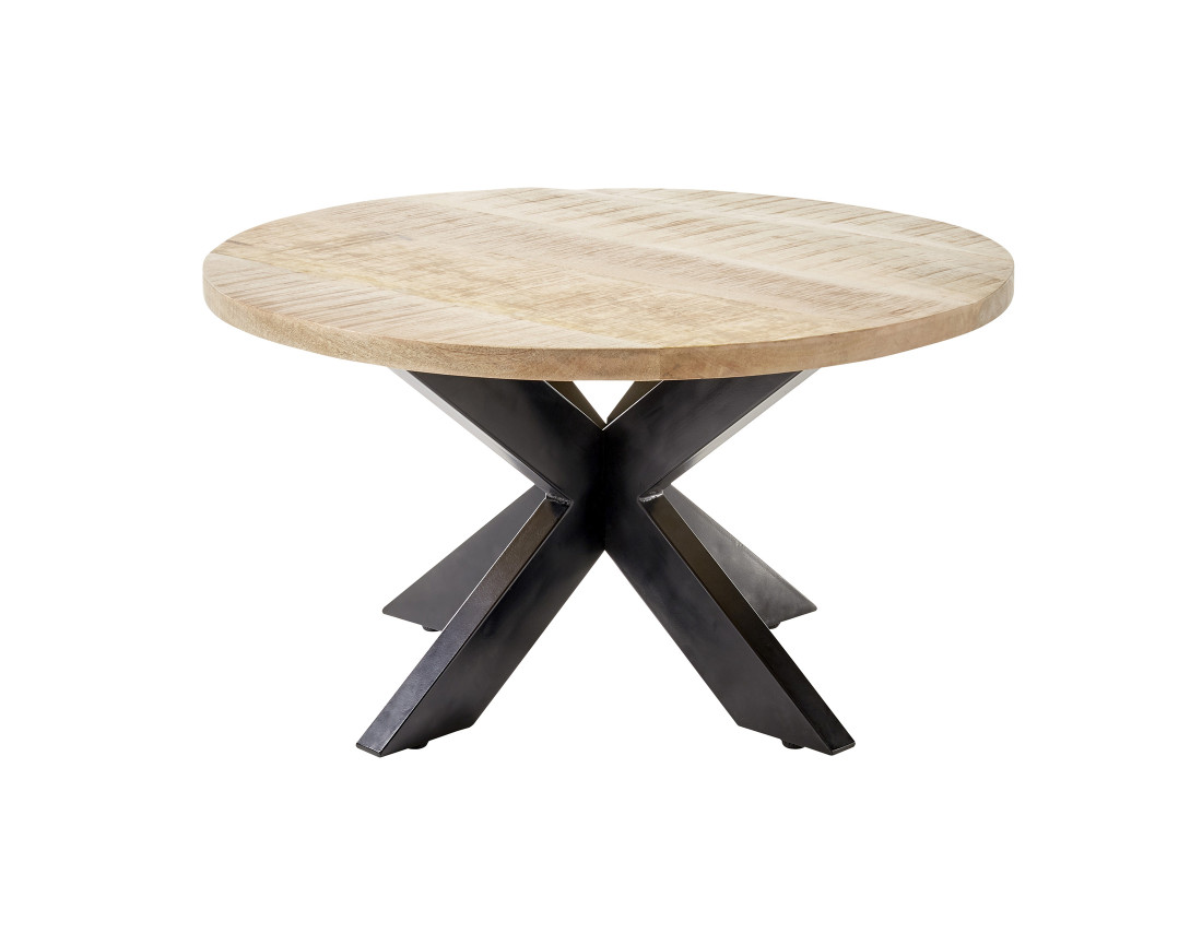 Table basse ronde bois et noir 80 cm Eldorado