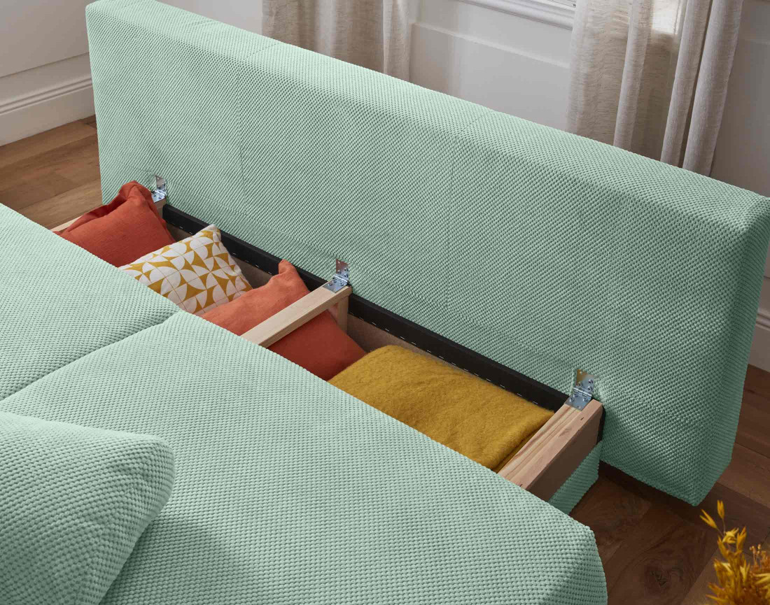 Canapé 3 places convertible avec coffre en velours texturé Cristal