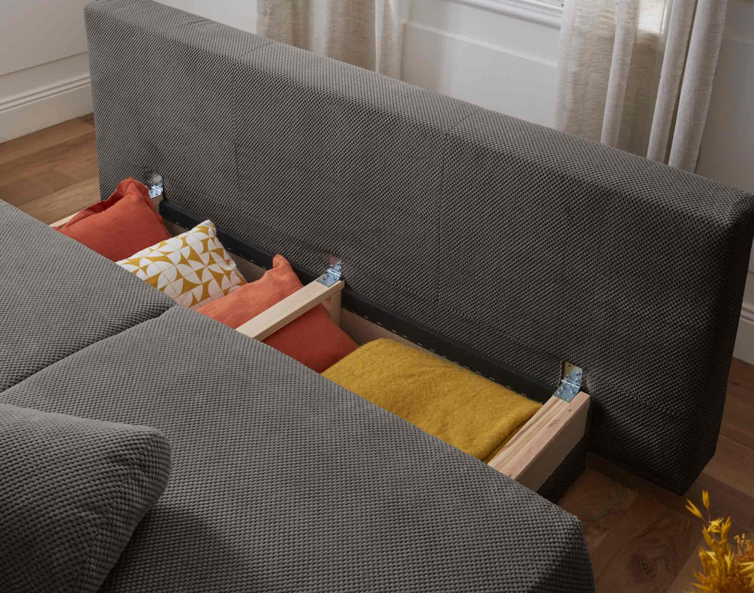 Canapé 3 places convertible avec coffre en velours texturé Cristal