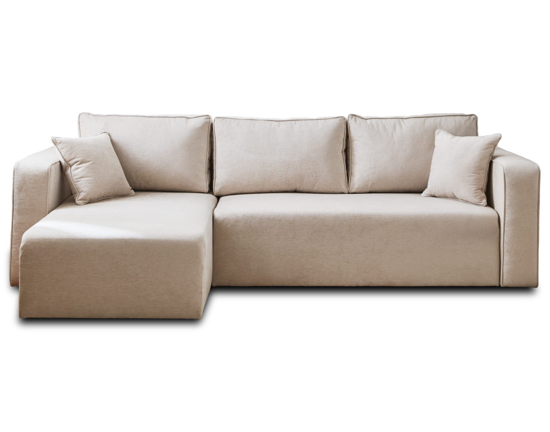 Canapé d'angle réversible 4 places convertible avec coffre en tissu Topaze