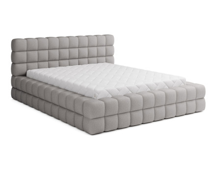 Lit coffre 160x200 cm sommier inclus en tissu bouclette Kingston