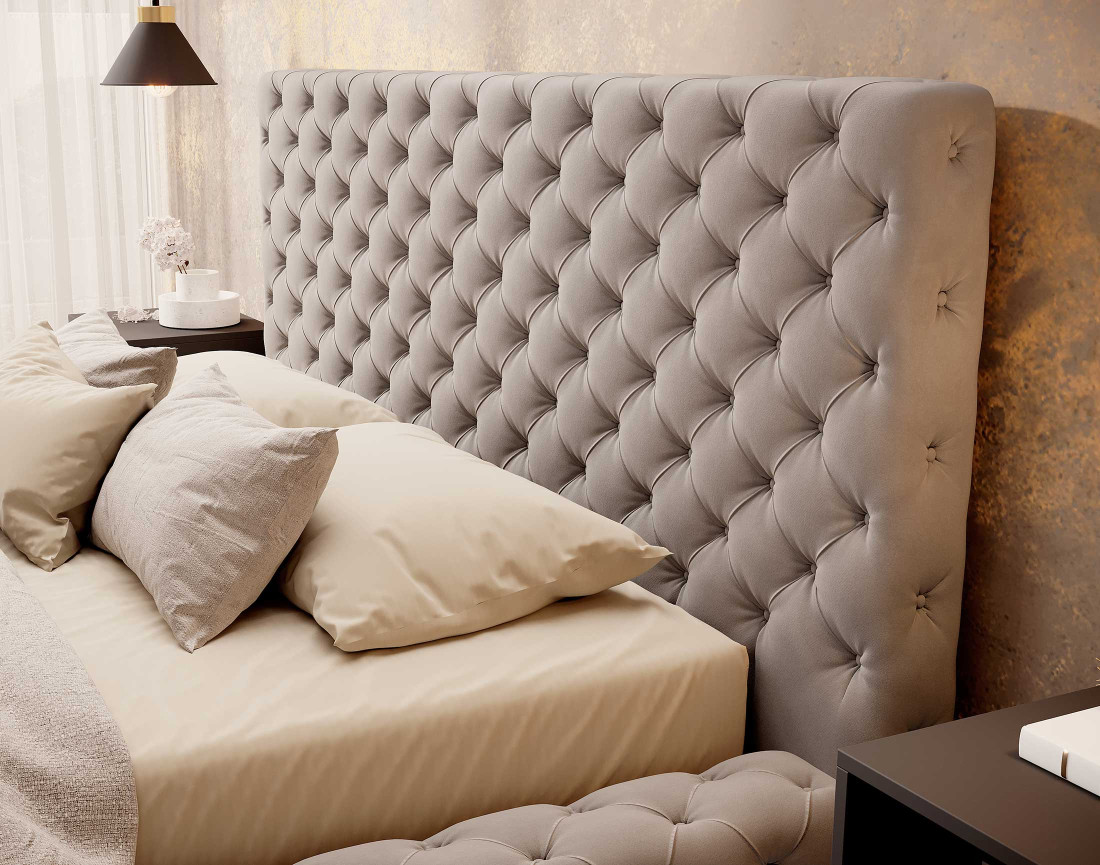 Lit coffre 140x200 cm sommier inclus en velours Christiana