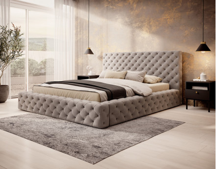 Lit coffre 160x200 cm sommier inclus en velours Christiana