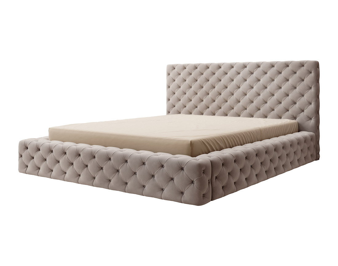Lit coffre 160x200 cm sommier inclus en velours Christiana
