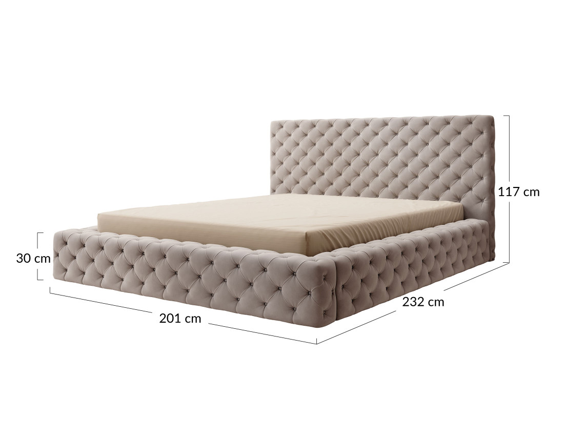 Lit coffre 160x200 cm sommier inclus en velours Christiana