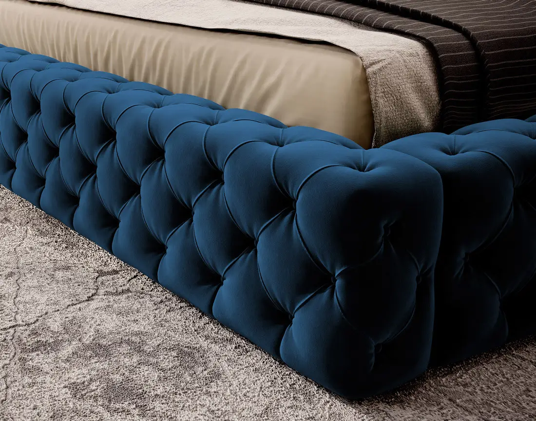 Lit coffre 180x200 cm sommier inclus en velours Christiana