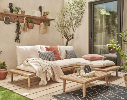 Salon bas de jardin 4 places + table en bois d'acacia FSC® 100% Papeete