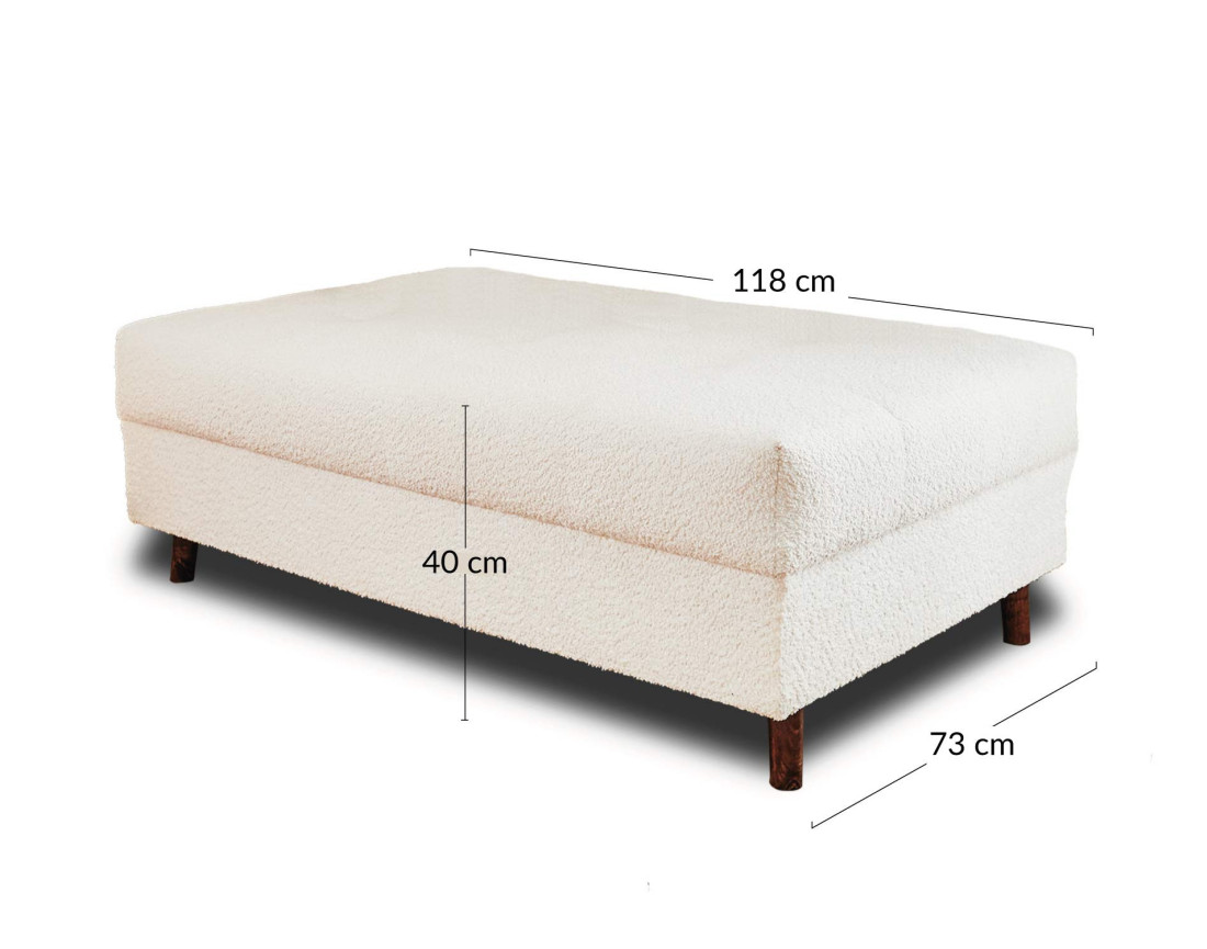 Canapé panoramique d'angle droit 7 places avec pouf d'appoint en tissu bouclette Rune