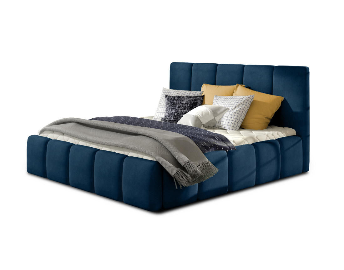 Lit coffre 140x200 cm sommier inclus en velours Lucea