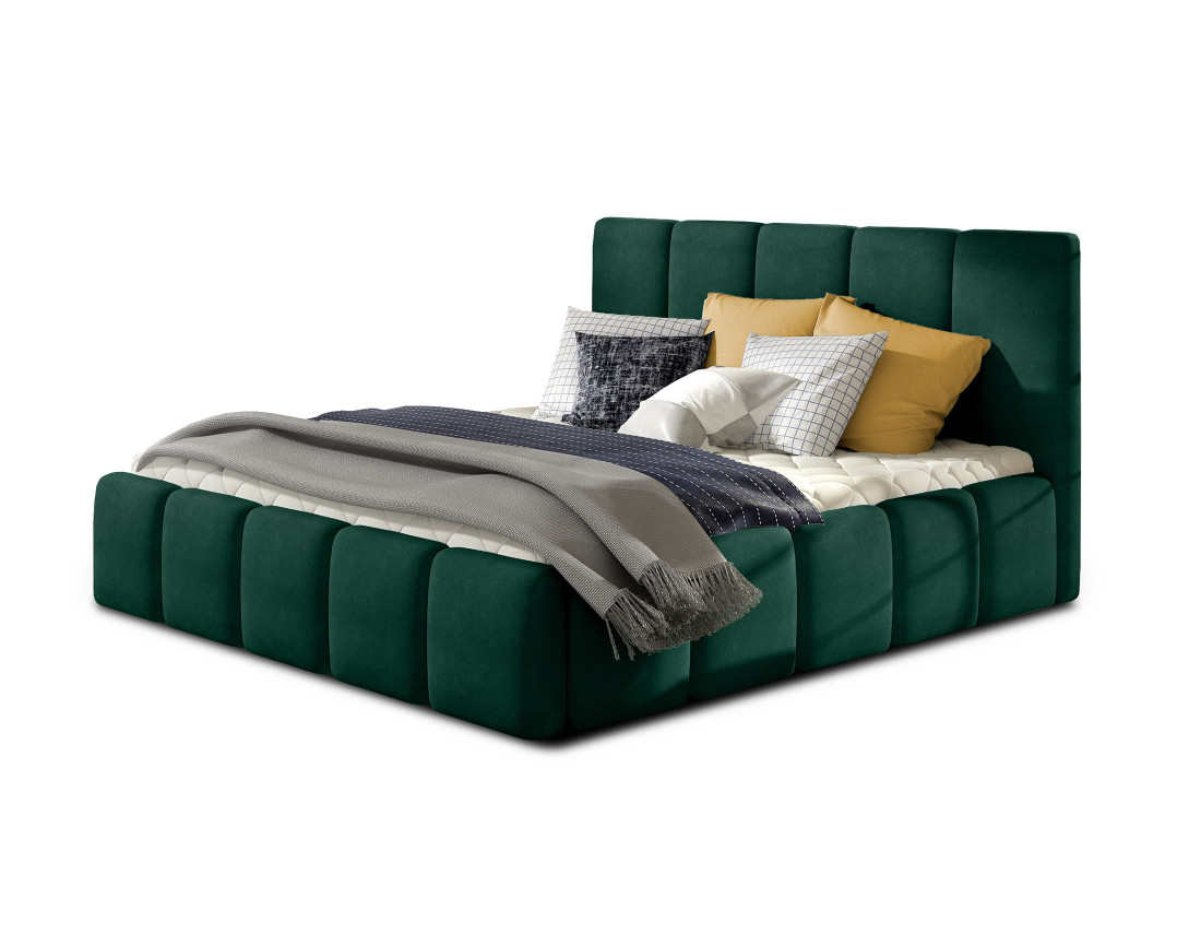 Lit coffre 140x200 cm sommier inclus en velours Lucea