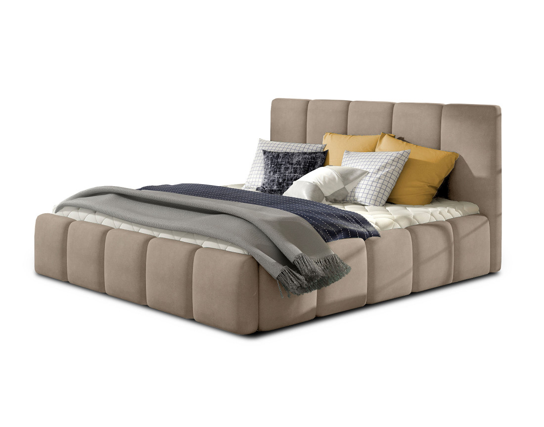 Lit coffre 160x200 cm sommier inclus en velours Lucea