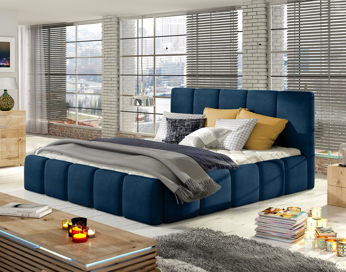 Lit coffre 180x200 cm sommier inclus en velours Lucea