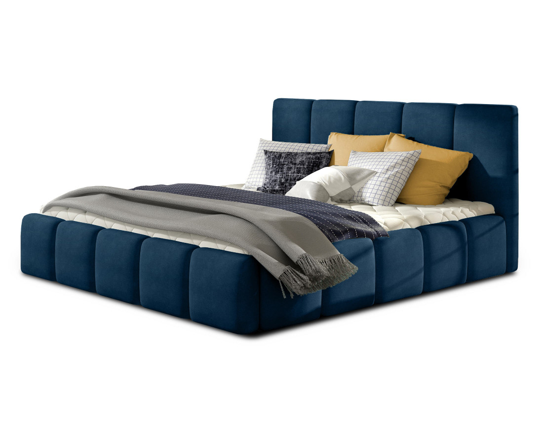 Lit coffre 180x200 cm sommier inclus en velours Lucea