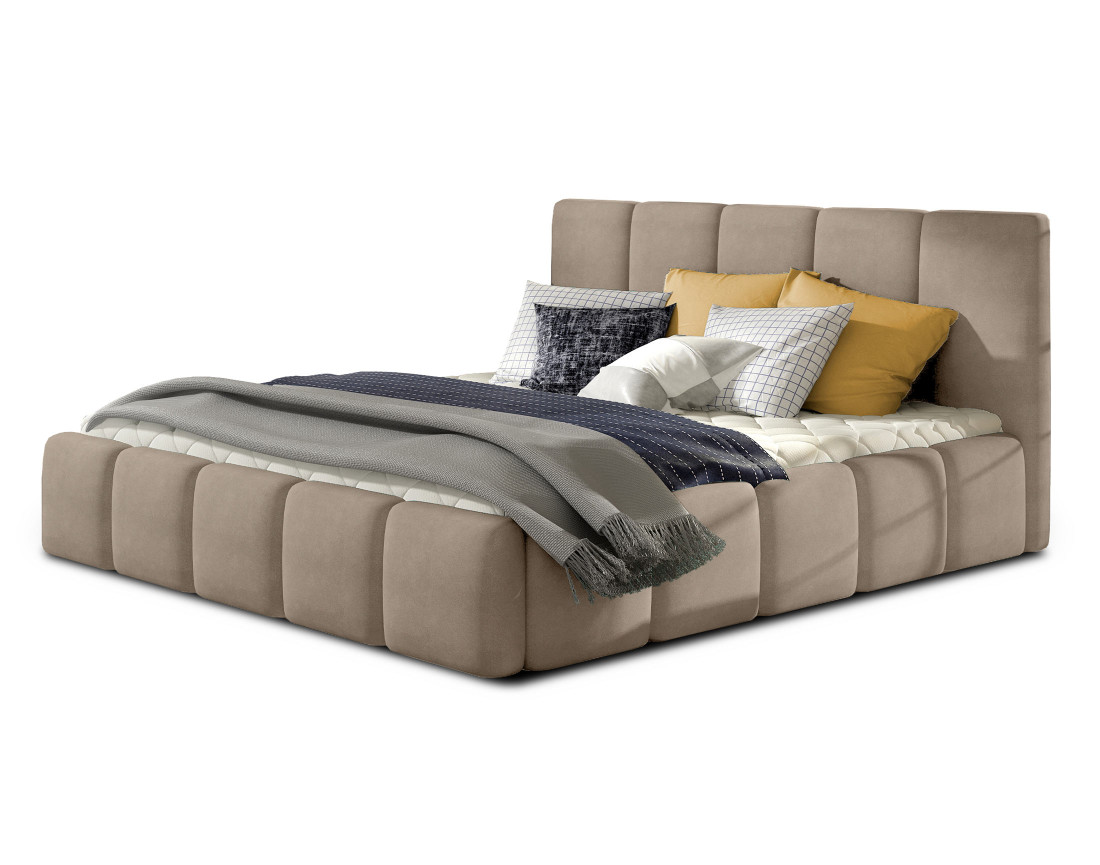 Lit coffre 180x200 cm sommier inclus en velours Lucea