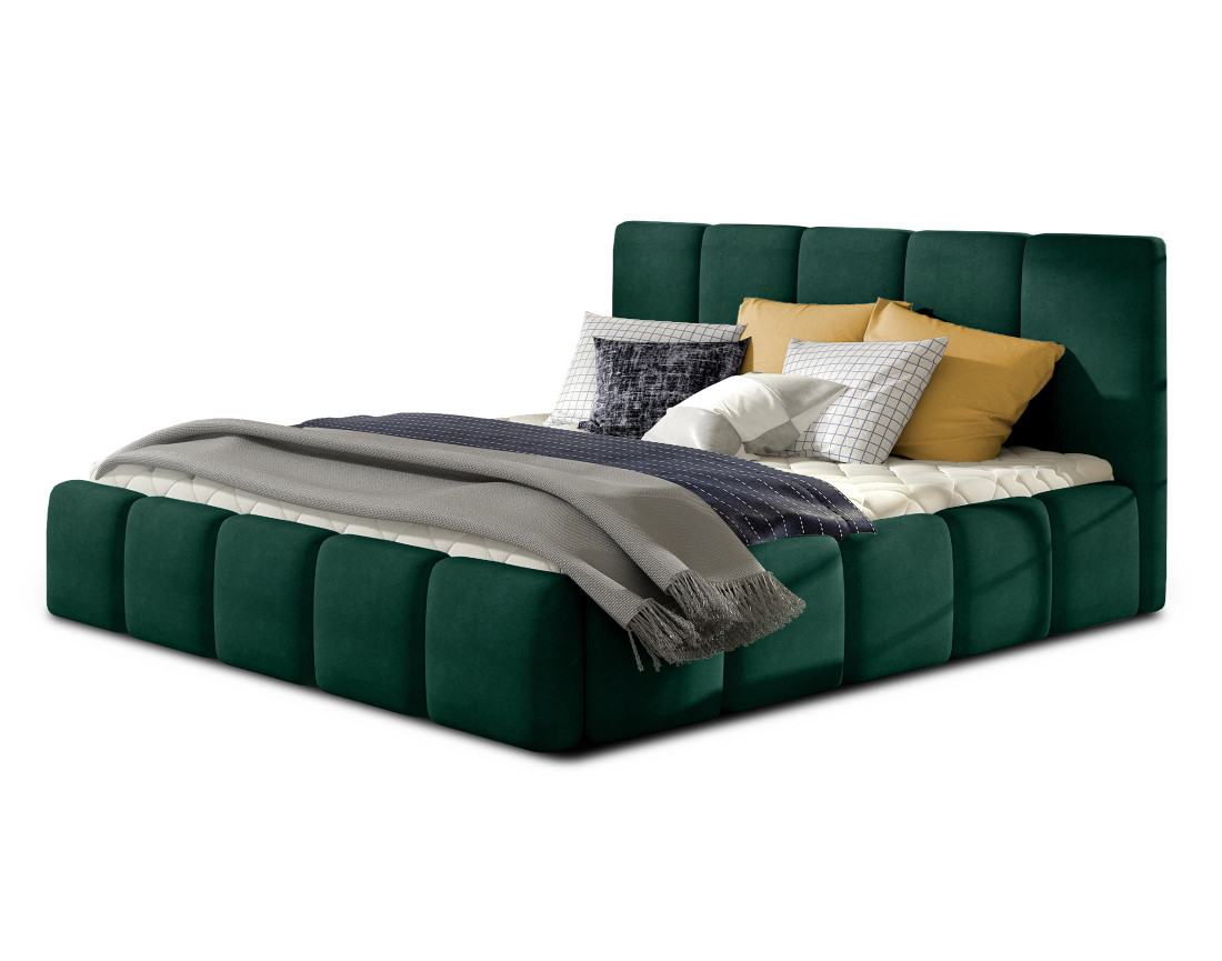 Lit coffre 180x200 cm sommier inclus en velours Lucea