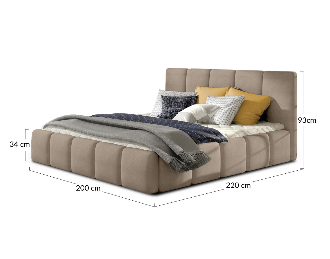 Lit coffre 180x200 cm sommier inclus en velours Lucea