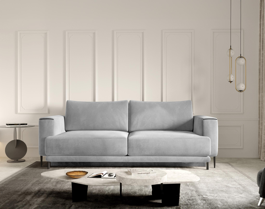 Canapé 3 places convertible avec coffre en velours Bucay