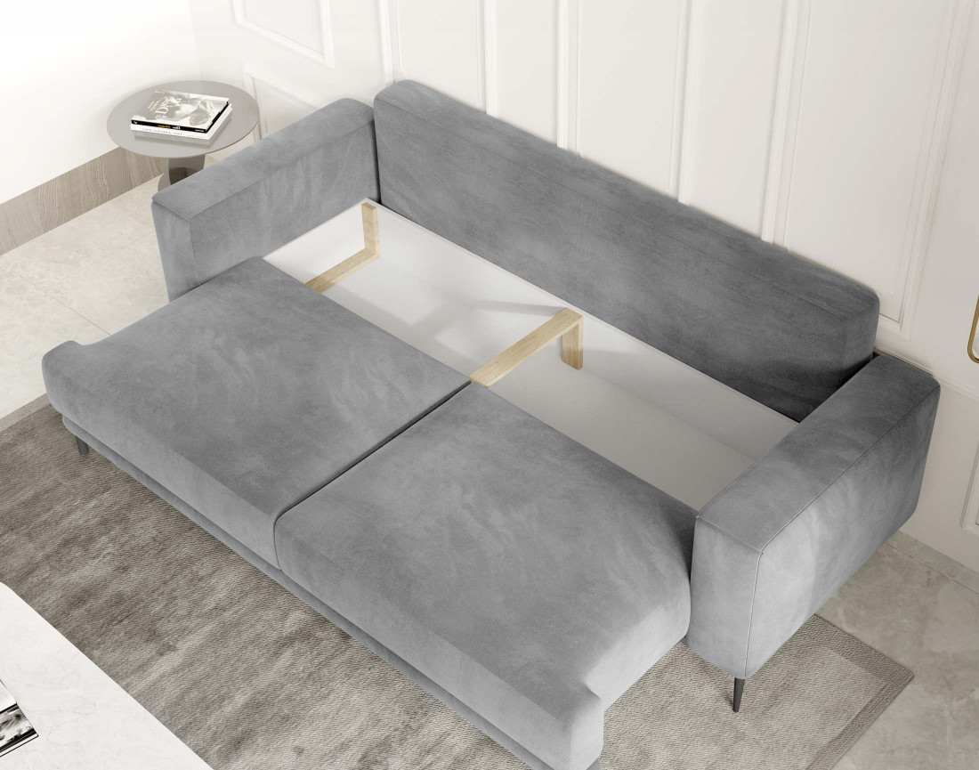 Canapé 3 places convertible avec coffre en velours Bucay