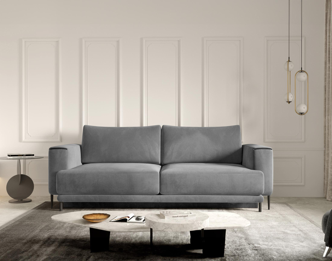 Canapé 3 places convertible avec coffre en velours Bucay