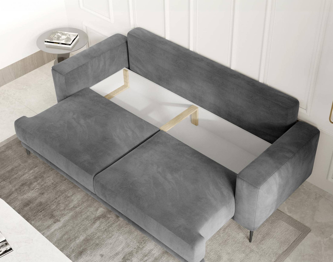 Canapé 3 places convertible avec coffre en velours Bucay