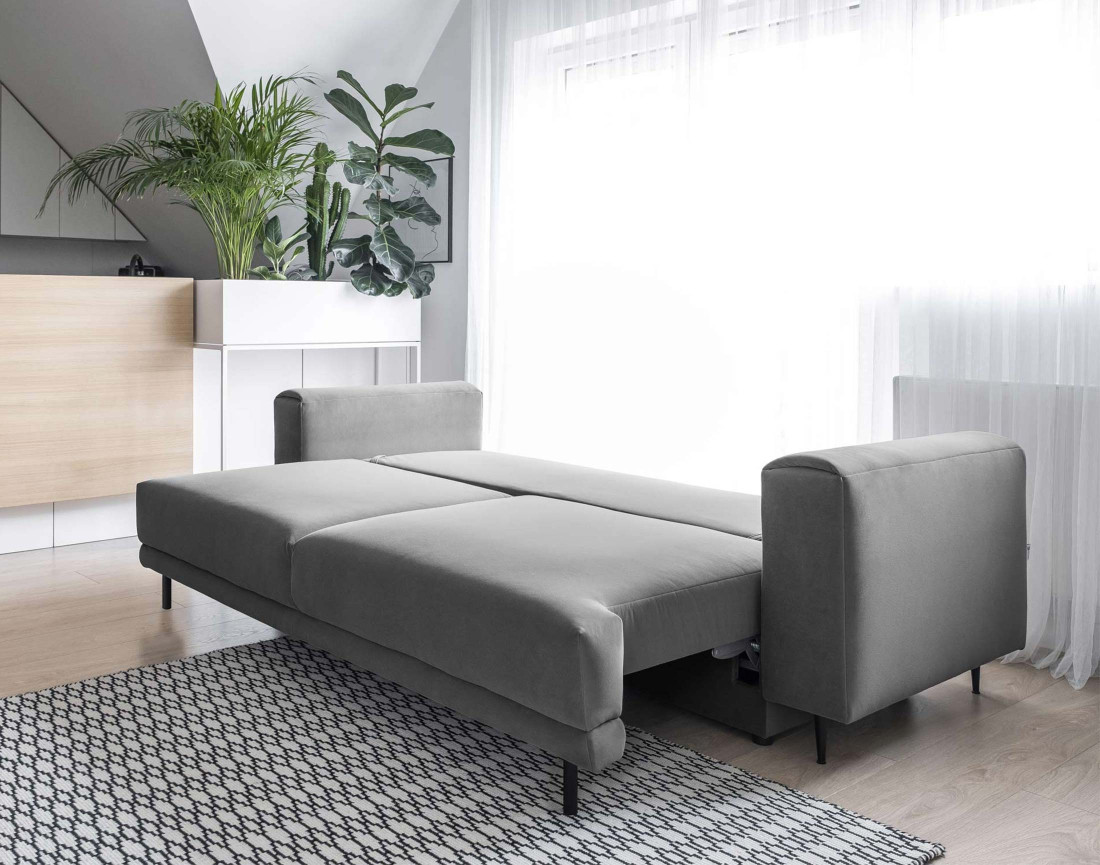 Canapé 3 places convertible avec coffre en velours Bucay