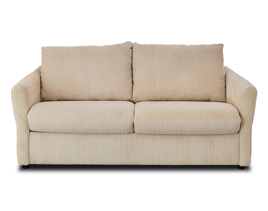 Canapé 2 places convertible express quotidien en velours côtelé Maho