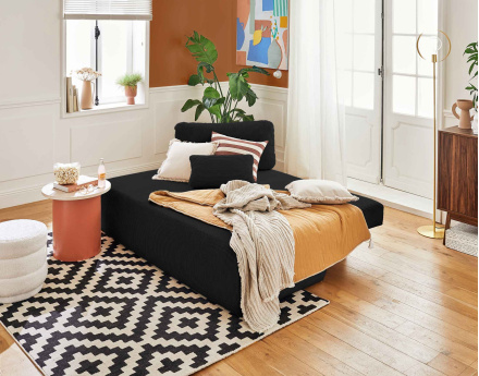 Canapé 3 places convertible avec coffre en velours côtelé Loutro