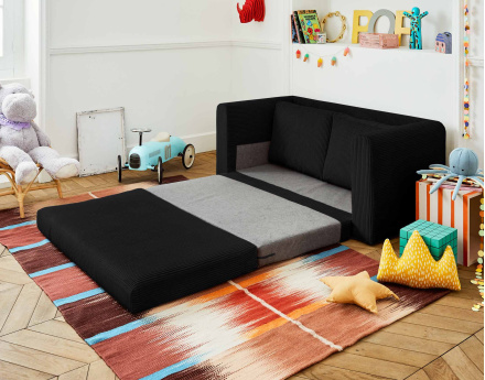 Canapé 2 places convertible déplimousse en velours côtelé Marilia