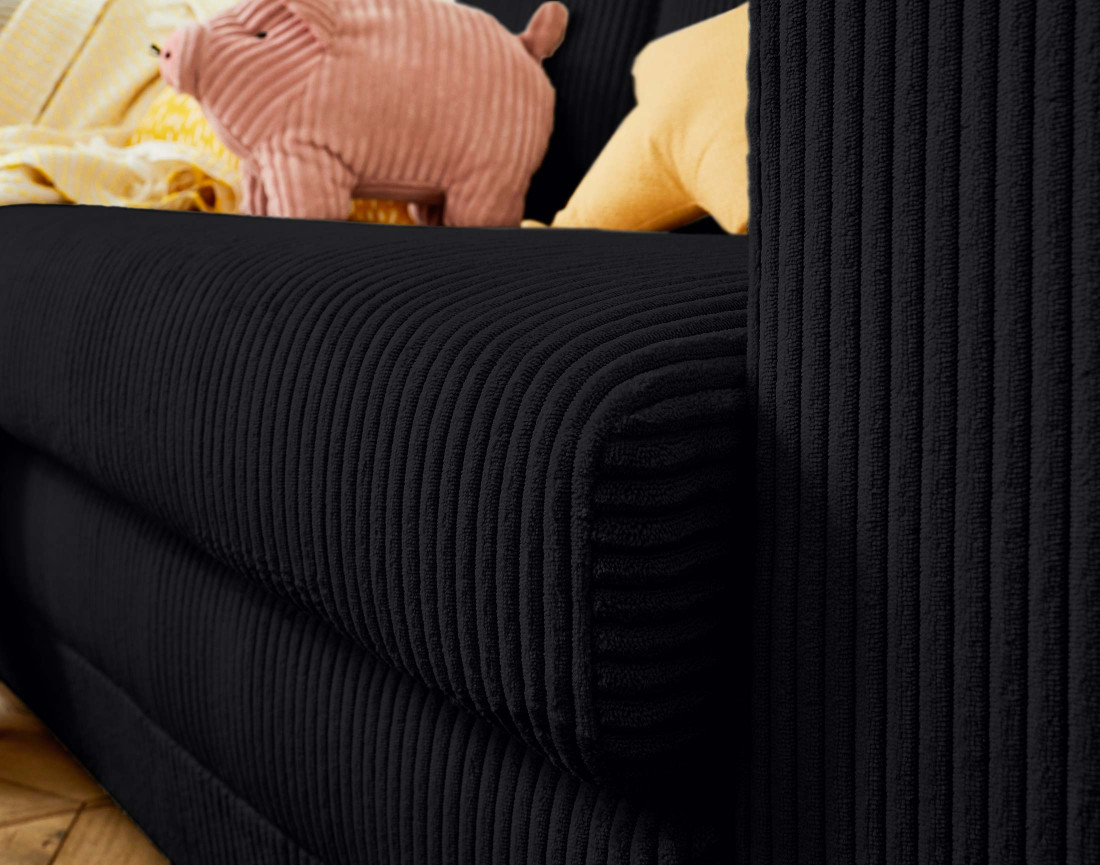 Canapé 2 places convertible déplimousse en velours côtelé Marilia