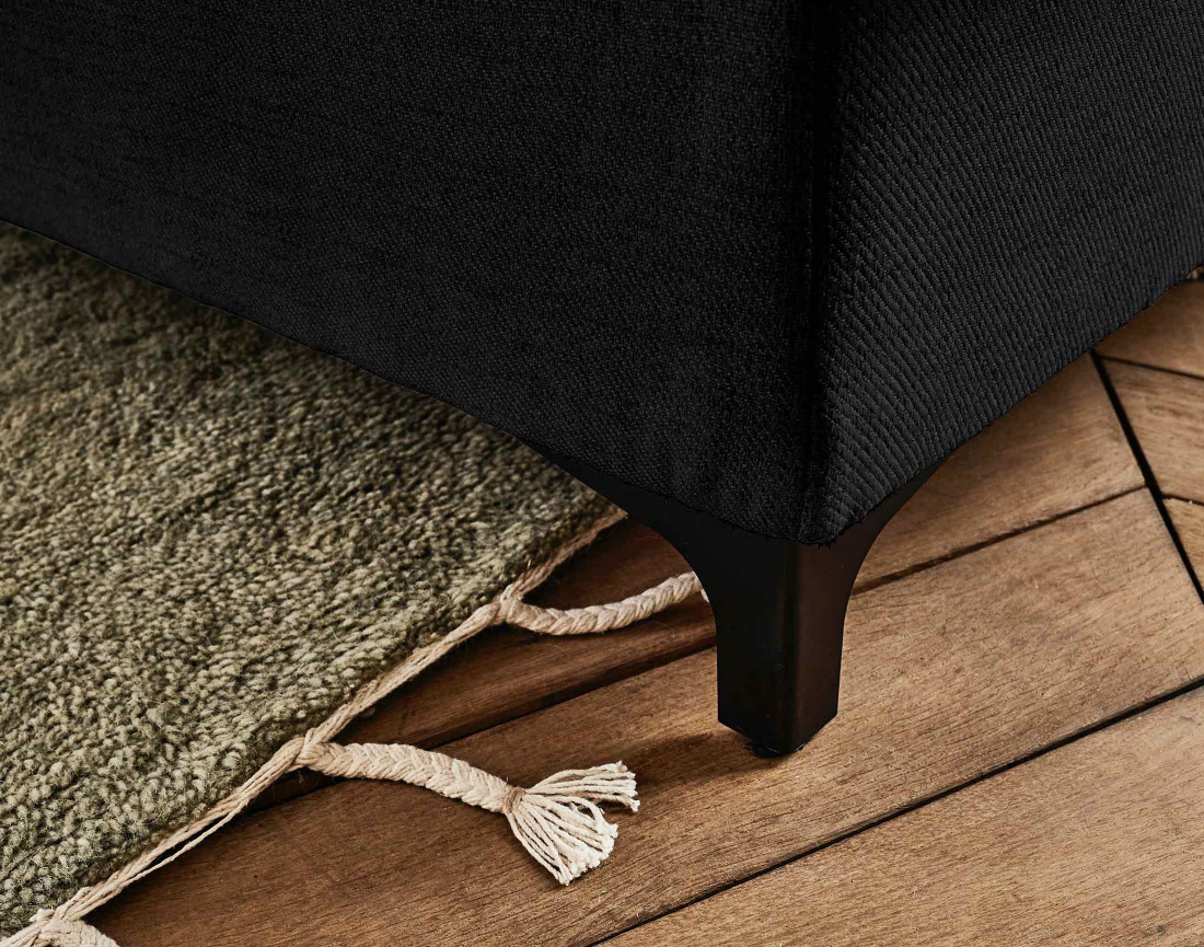 Canapé d'angle gauche 5 places convertible avec coffre et têtières réglables en tissu Olinda