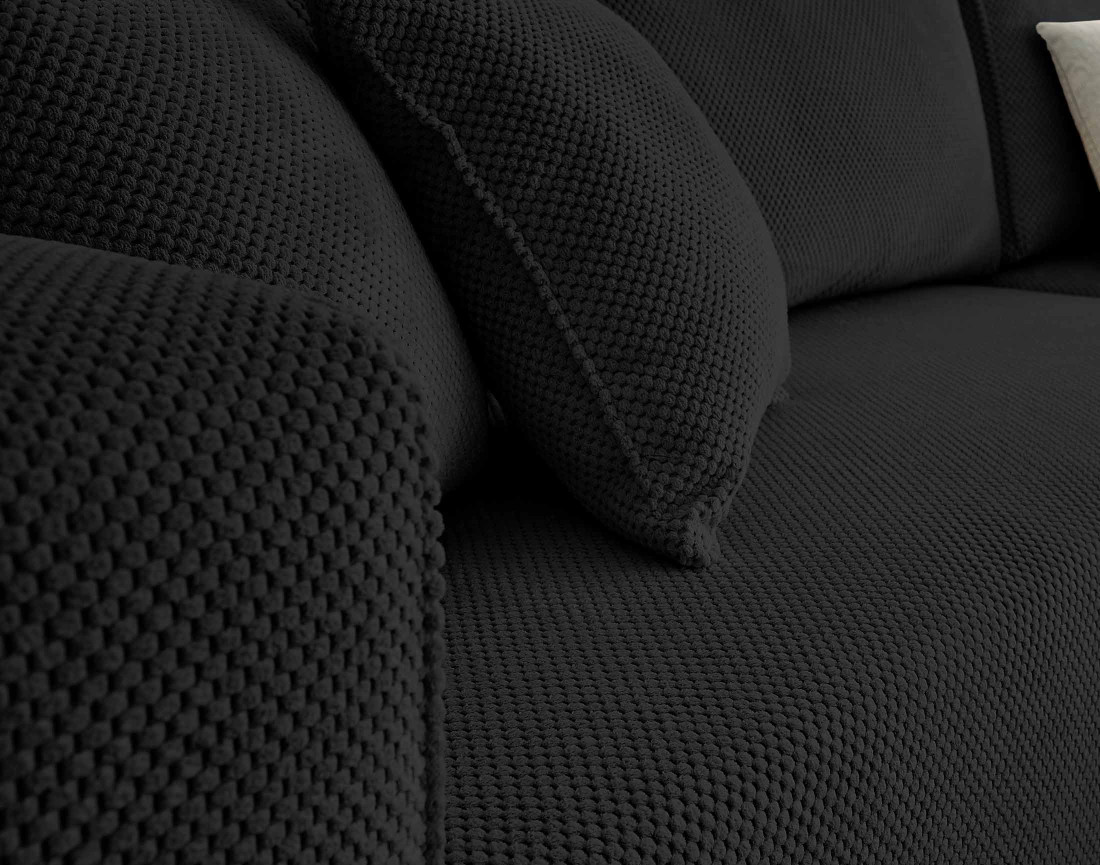 Canapé d'angle réversible 4 places convertible avec coffre en velours texturé Topaze