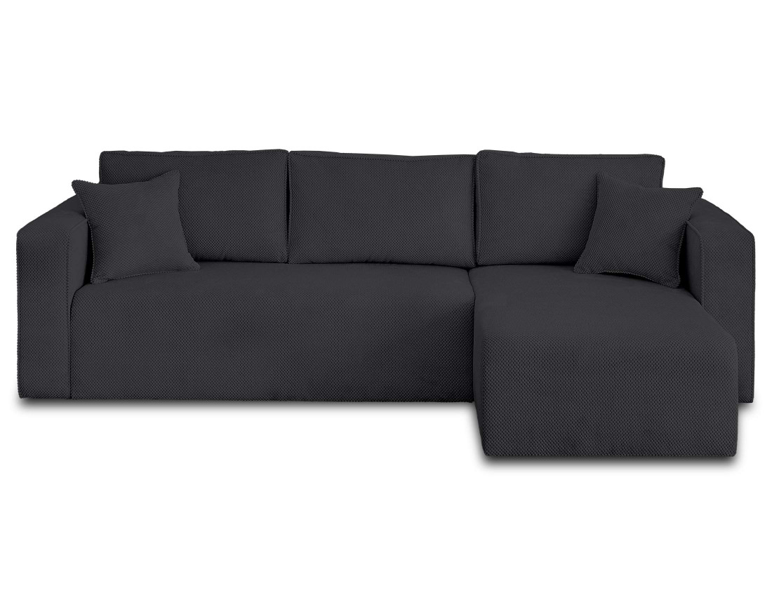 Canapé d'angle réversible 4 places convertible avec coffre en velours texturé Topaze