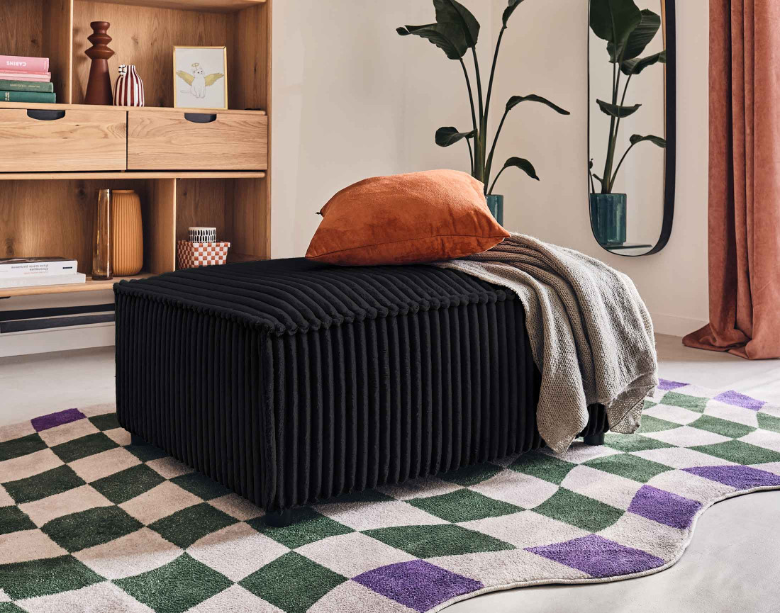 Pouf en velours côtelé grosses côtes Stella