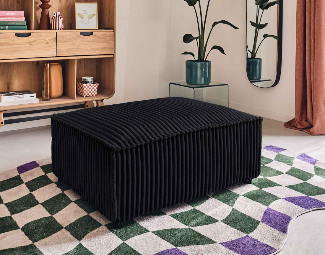 Pouf en velours côtelé grosses côtes Stella