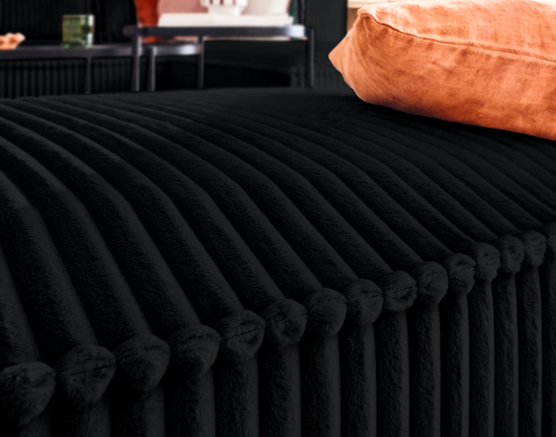 Pouf en velours côtelé grosses côtes Stella