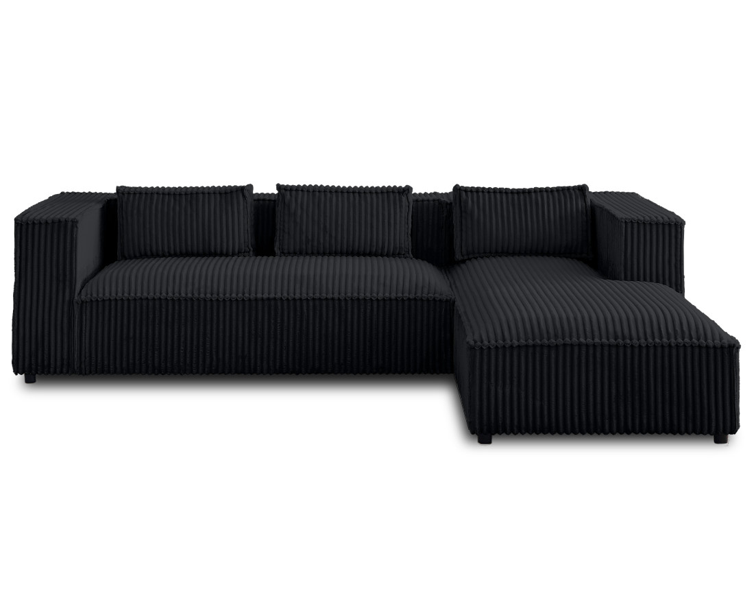 Canapé d'angle droit 4 places en velours côtelé grosses côtes Stella