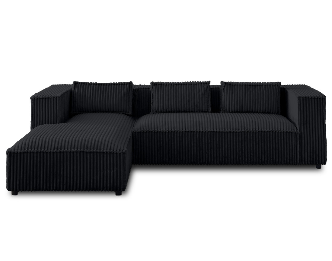 Canapé d'angle gauche 4 places en velours côtelé grosses côtes Stella
