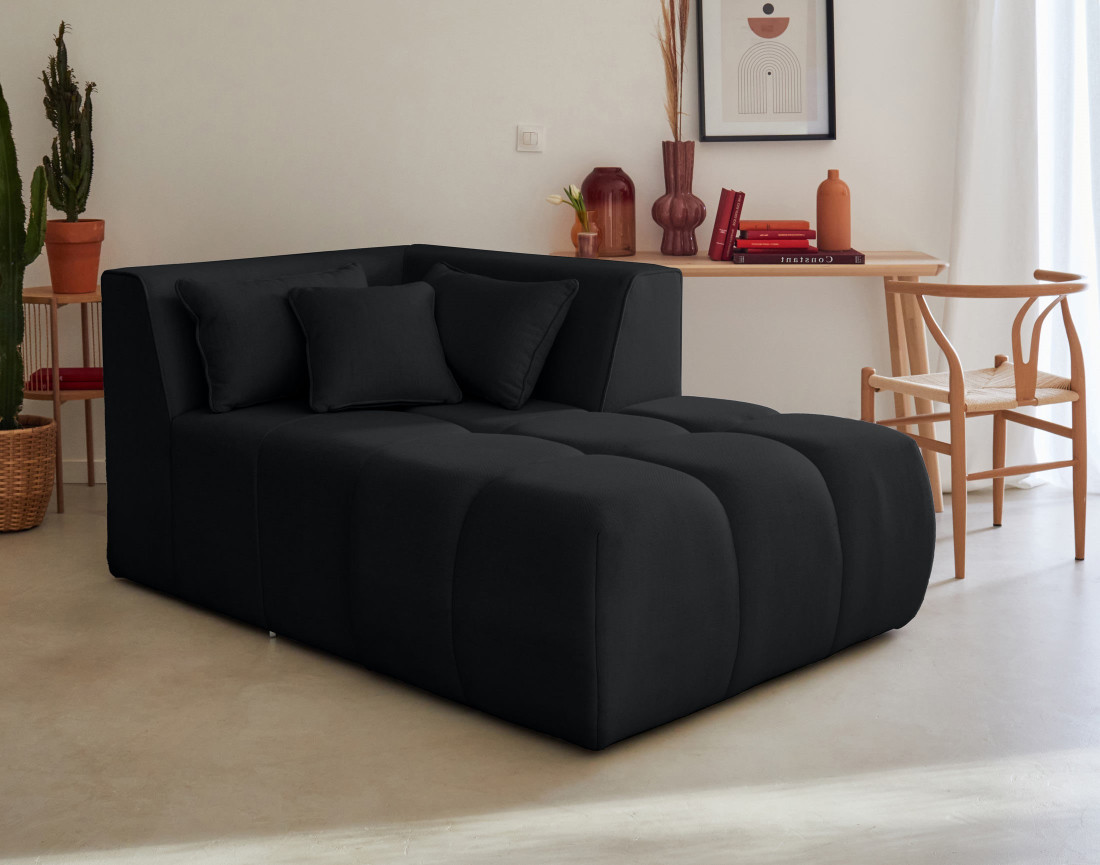Canapé modulable d'angle droit 4 places en tissu Caracas