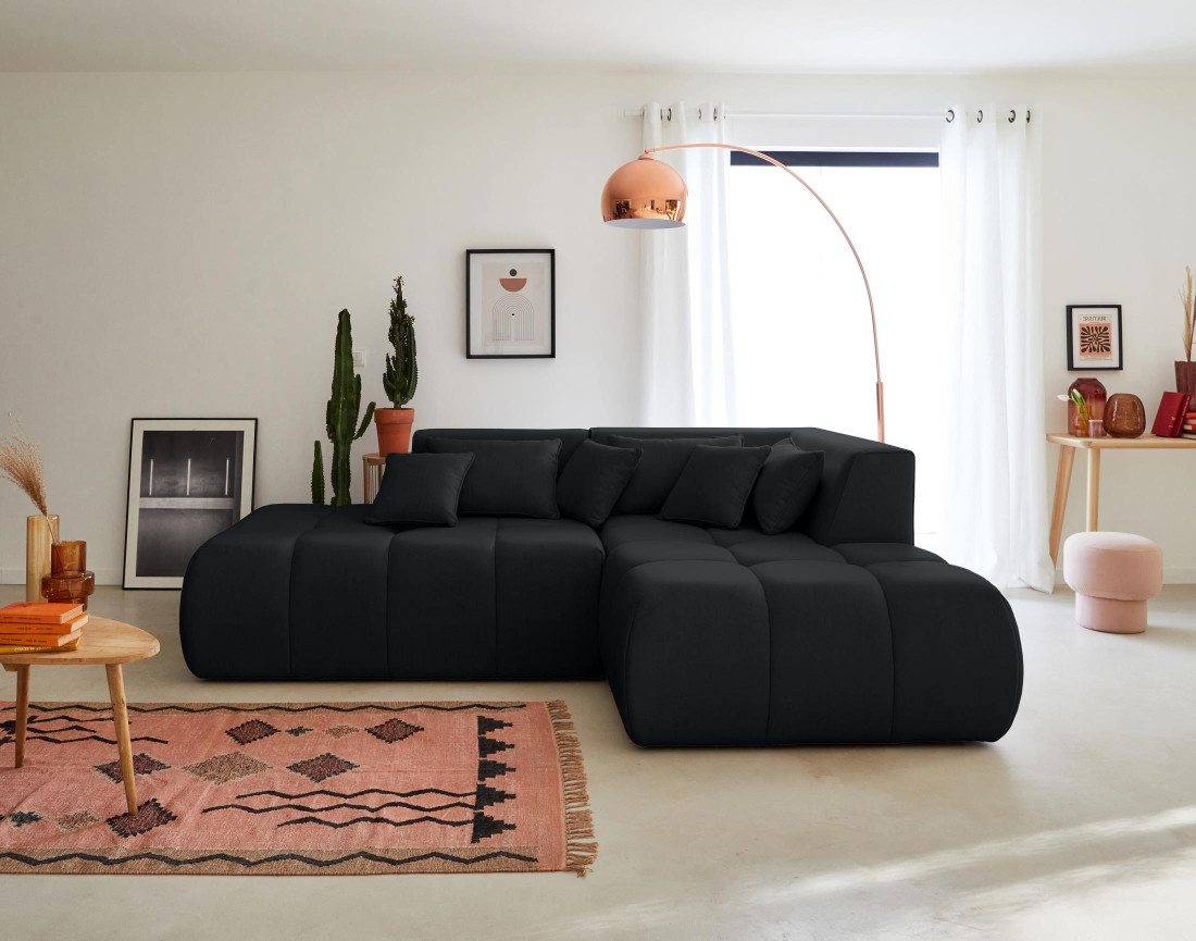 Canapé modulable d'angle droit 4 places en tissu Caracas