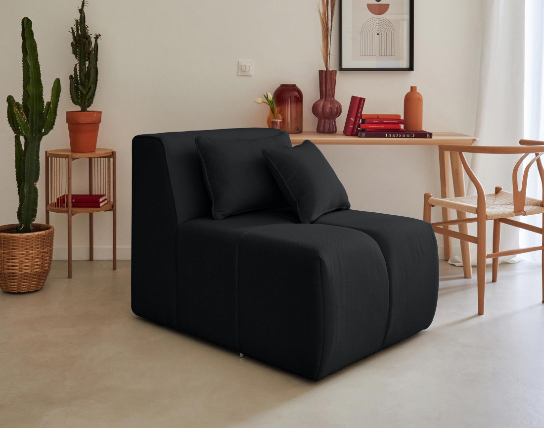 Canapé modulable d'angle droit 5 places en tissu Caracas