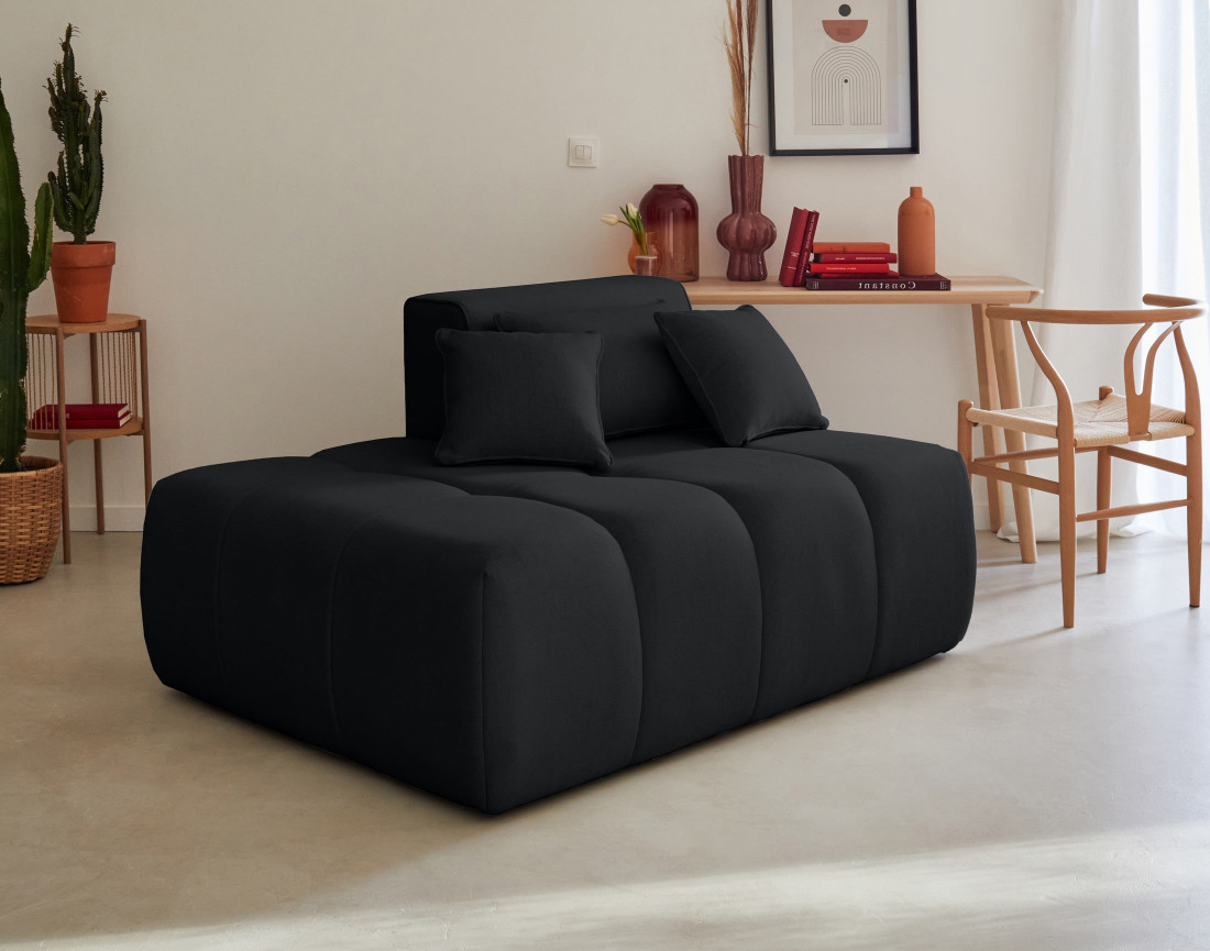 Canapé modulable d'angle droit 5 places en tissu Caracas
