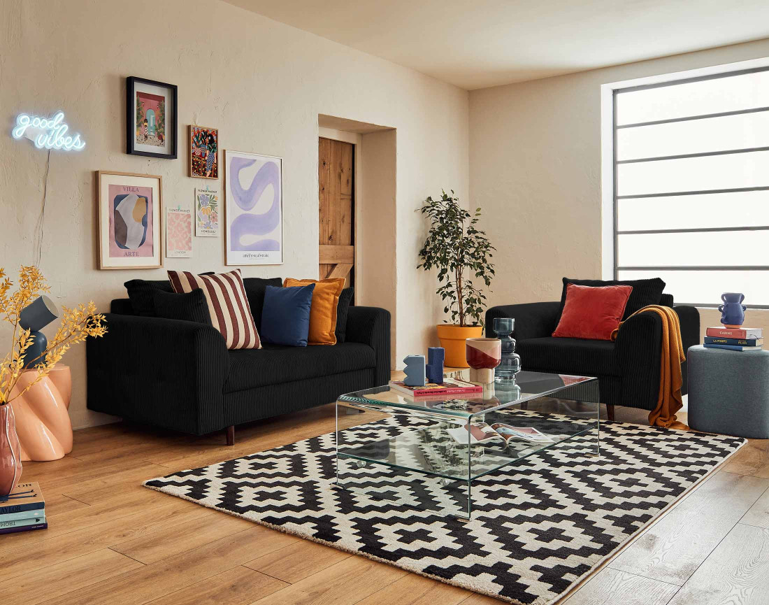 Fauteuil en velours côtelé Rune