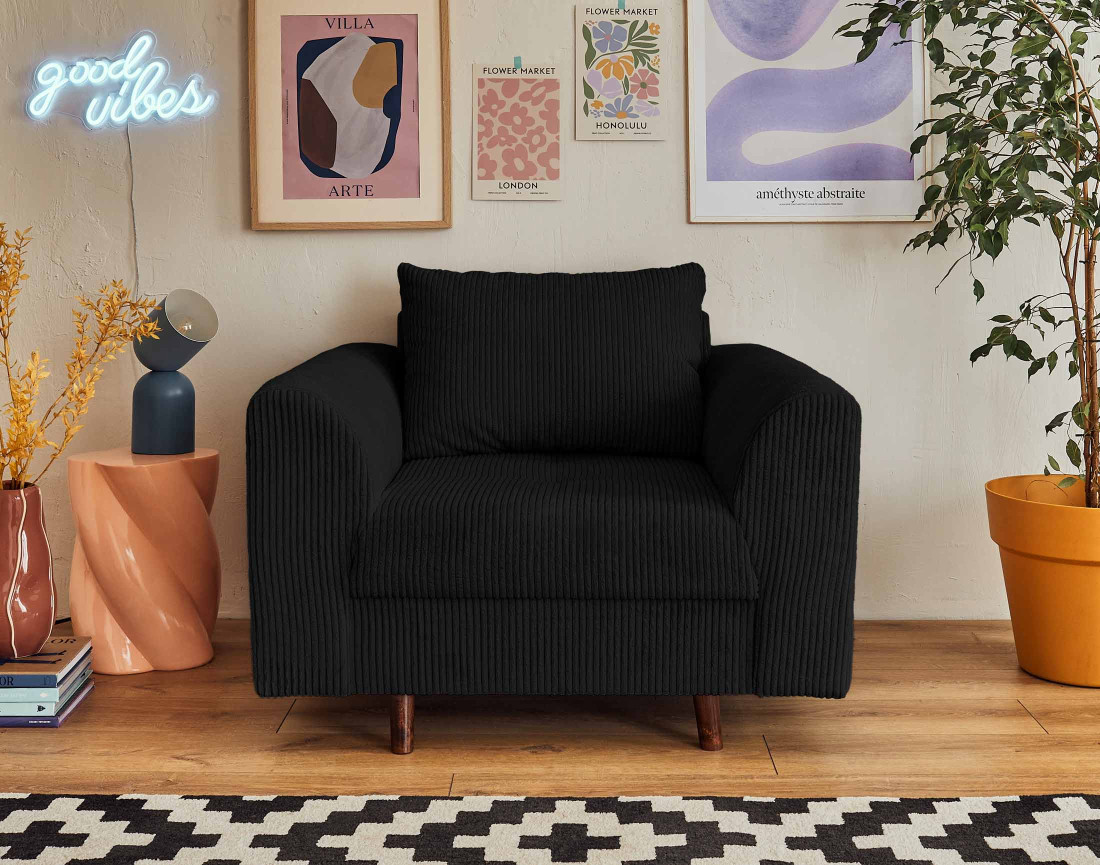 Fauteuil en velours côtelé Rune