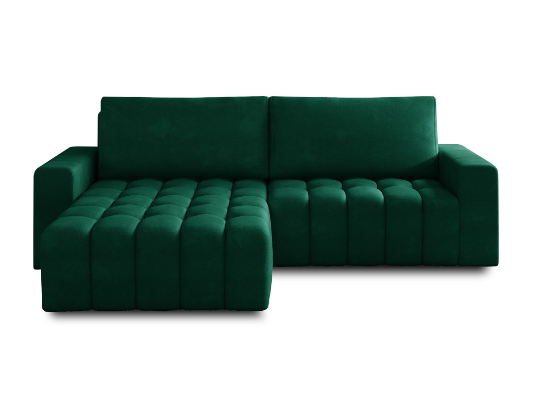 Canapé d'angle gauche 4 places convertible avec coffre en velours Cordova