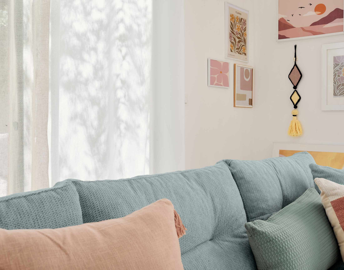 Canapé d'angle réversible 4 places convertible avec coffre en tissu texturé Astoria